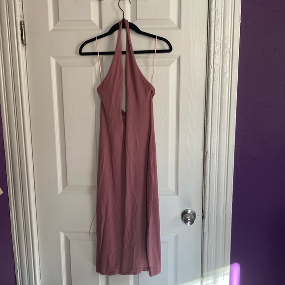 SKIMS smooth lounge mid halter dress in redwood NWT - Picture 2 of 7